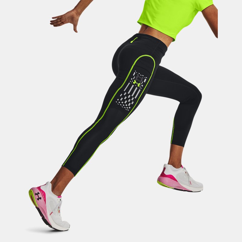 Women's Under Armour Run Anywhere Ankle Tights Black / Lime Surge / Lime Surge XL